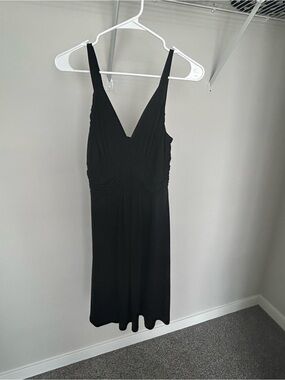 RW&CO. Black Midi Dress with V-Neck